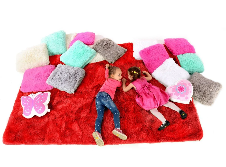 Plyšový detský koberec ČERVENÝ