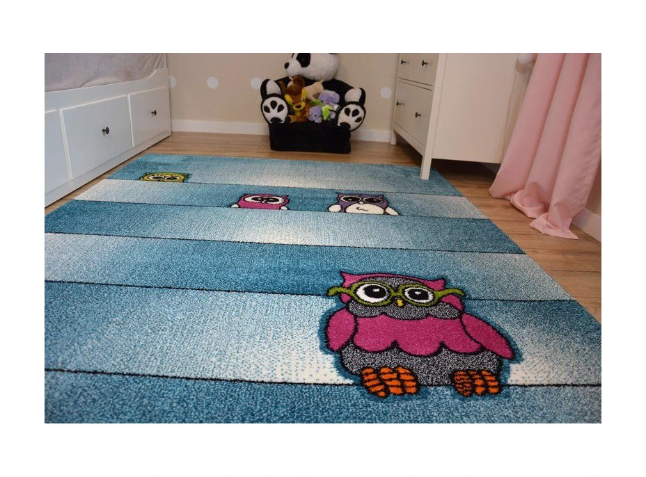 Detský koberec KIDS sovička - modrý, 240x330 cm