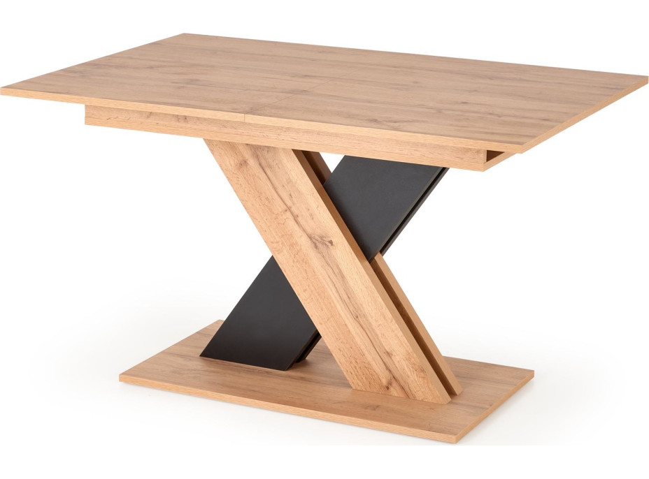 Jedálenský stôl XAVI 130(175)x85x76 cm - rozkladací - dub wotan/čierny