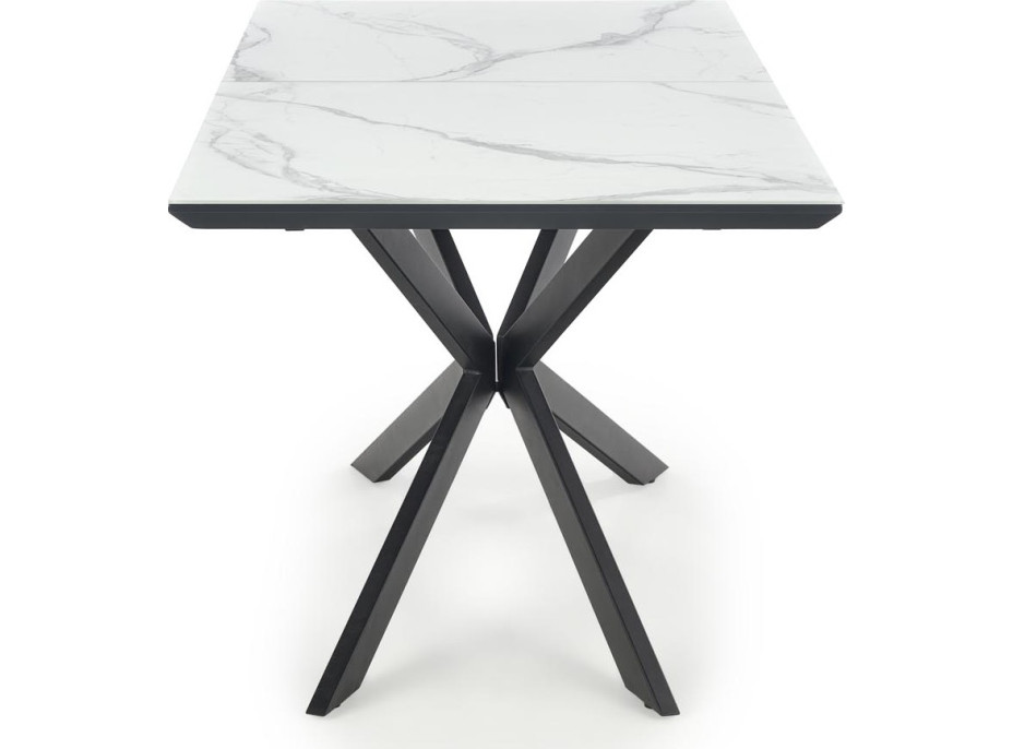 Jedálenský stôl JAMIE - 160(200)x90x76 cm - rozkladací - biely mramor/čierny