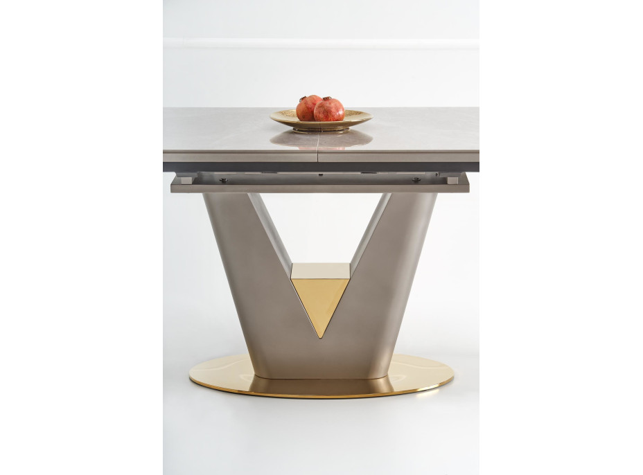 Jedálenský stôl WILL - 160(220)x90x76 cm - rozkladací - svetlo šedý/zlatý