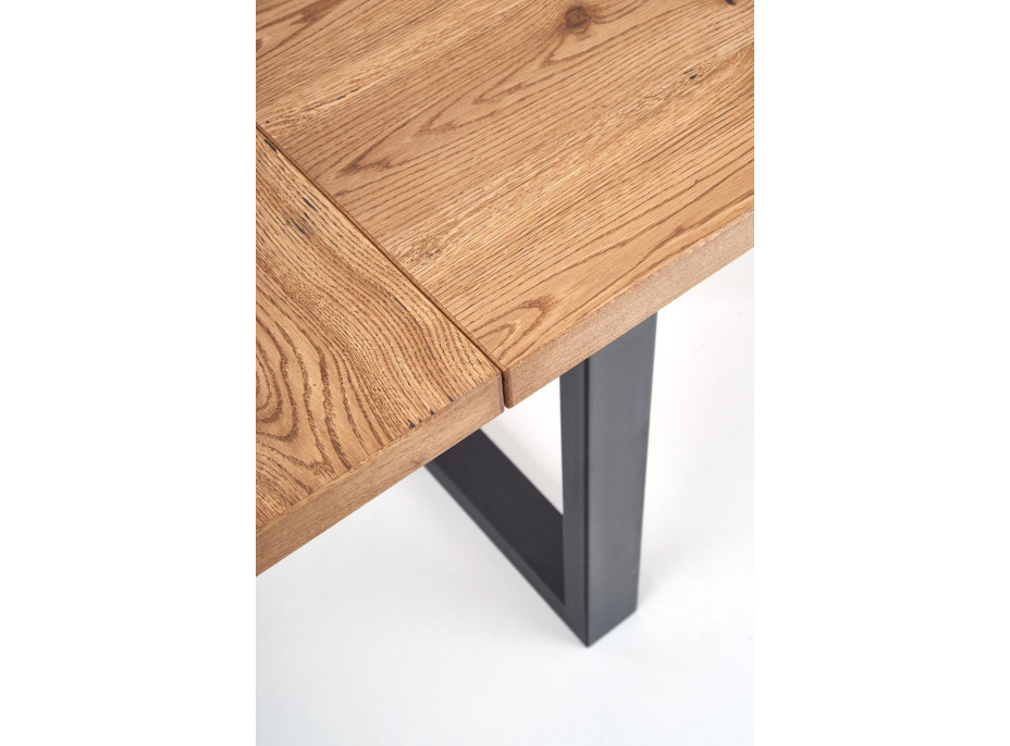 Jedálenský stôl STEFANO - 160(250)x90x76 cm - rozkladací - dub svetlý/čierny