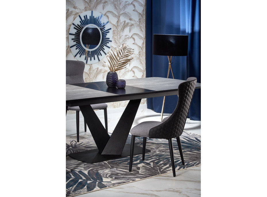 Jedálenský stôl ALESSANDRO - 180(230)x95x76 cm - rozkladací - tmavo šedý/čierny