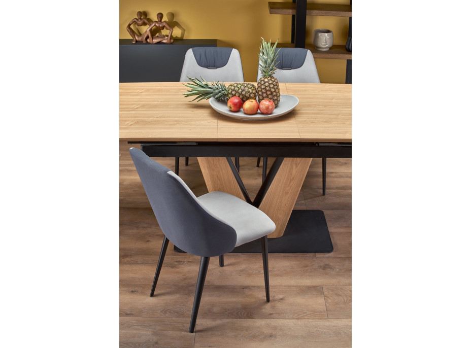 Jedálenský stôl MATTEO - 160(200)x90x77 cm - rozkladací - dub prírodný/čierny