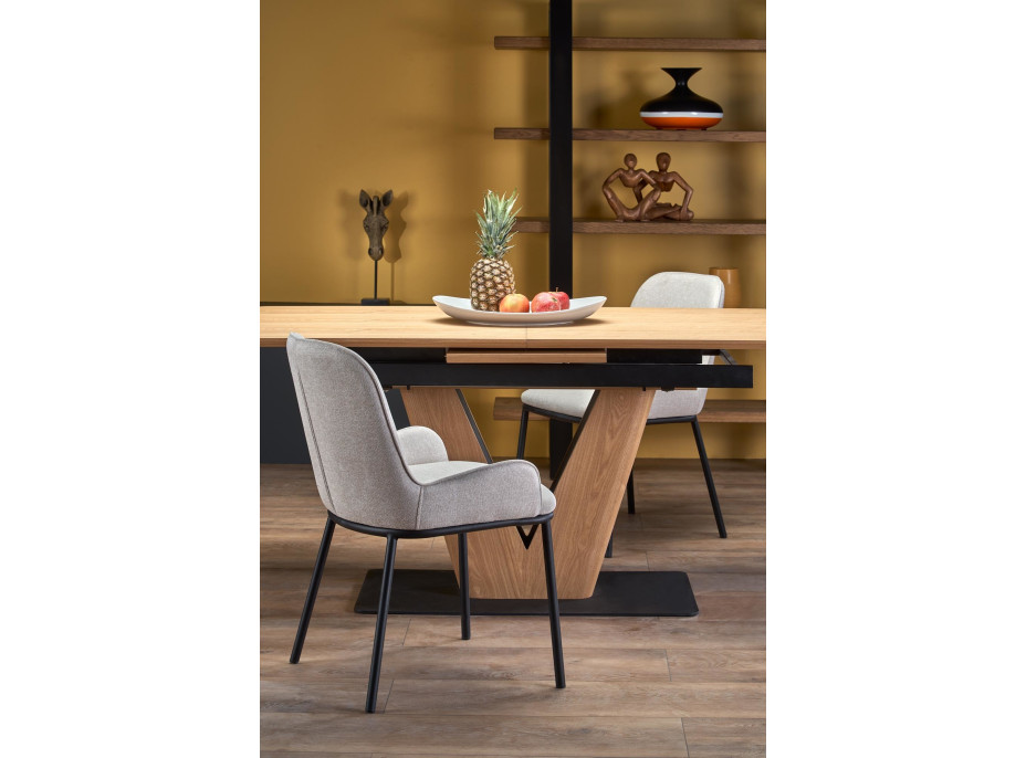 Jedálenský stôl MATTEO - 160(200)x90x77 cm - rozkladací - dub prírodný/čierny