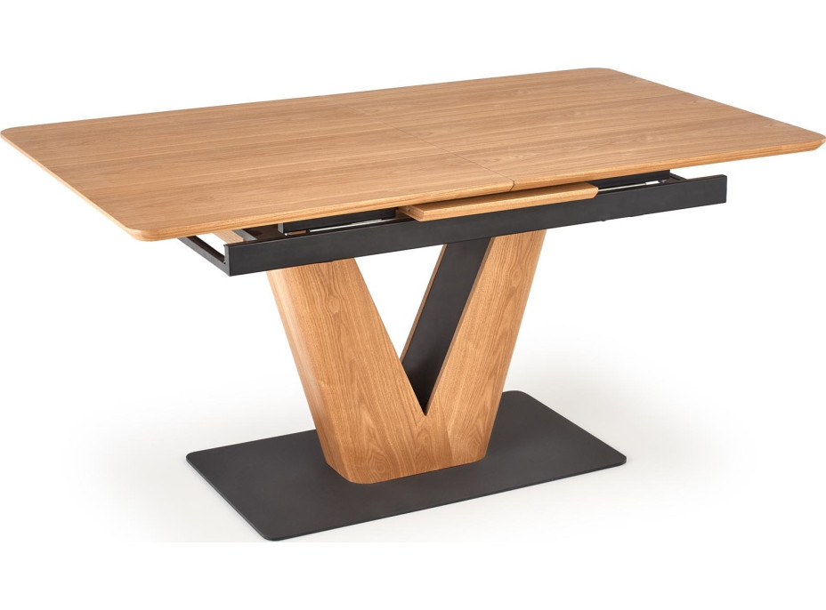 Jedálenský stôl MATTEO - 160(200)x90x77 cm - rozkladací - dub prírodný/čierny