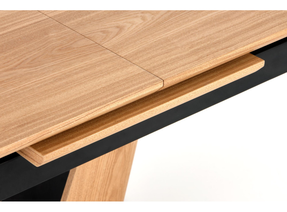 Jedálenský stôl MATTEO - 160(200)x90x77 cm - rozkladací - dub prírodný/čierny