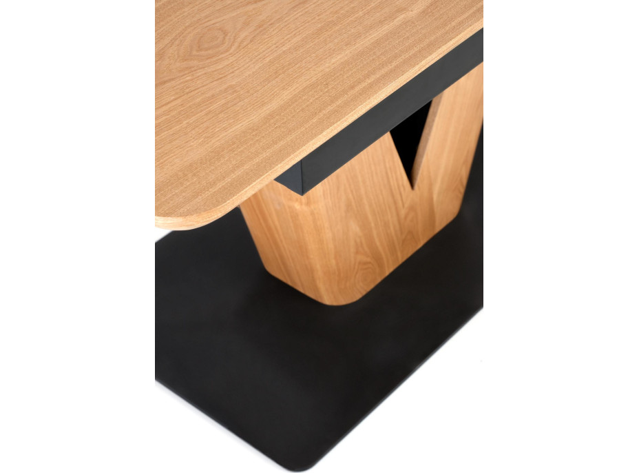 Jedálenský stôl MATTEO - 160(200)x90x77 cm - rozkladací - dub prírodný/čierny