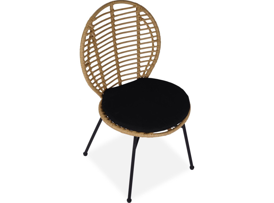 Záhradná ratanová stolička ALESSIA - príodná/čierna
