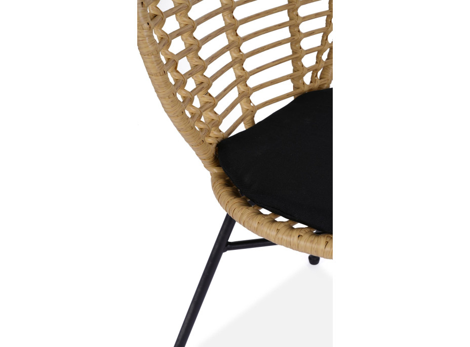 Záhradná ratanová stolička ALESSIA - príodná/čierna