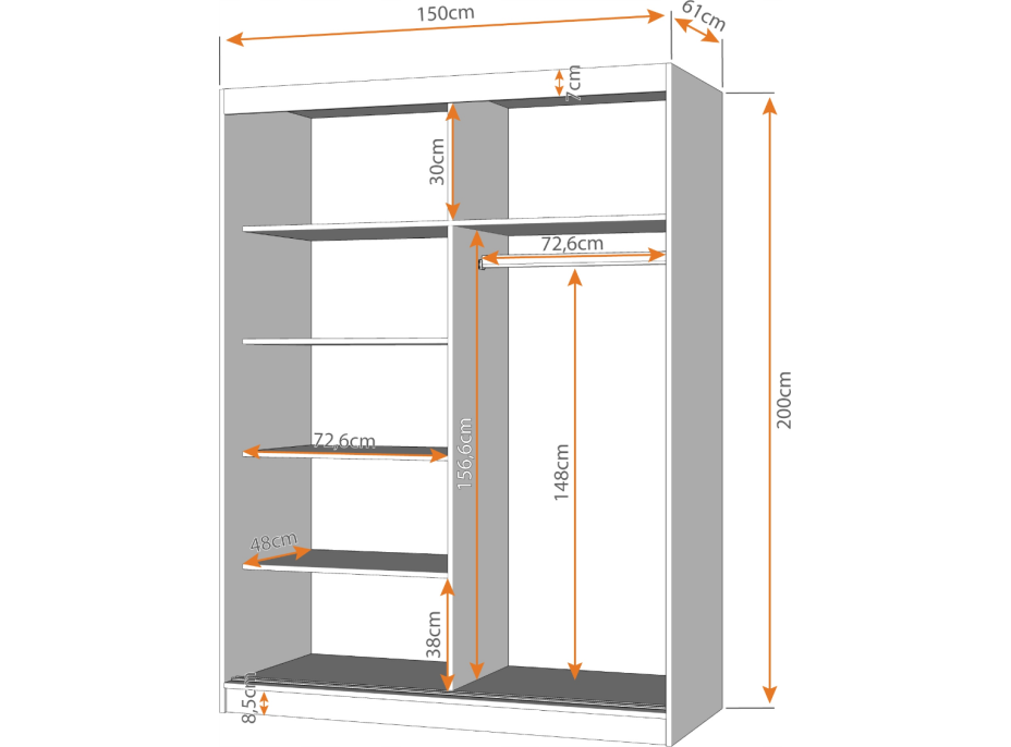 Šatníková skriňa VISION 2 (viac variant)