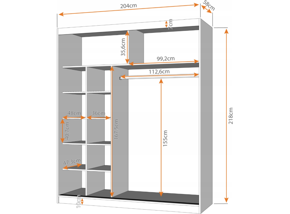 Šatní skříň BREN 160 cm (4 varianty)