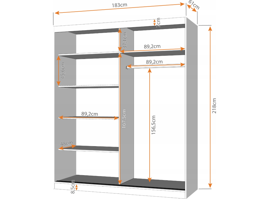 Šatní skříň SILVIA 183 - beton (více variant)