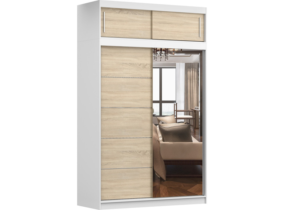 Šatní skříň VICTOR 150 cm - bílá/dub sonoma (2 varianty)
