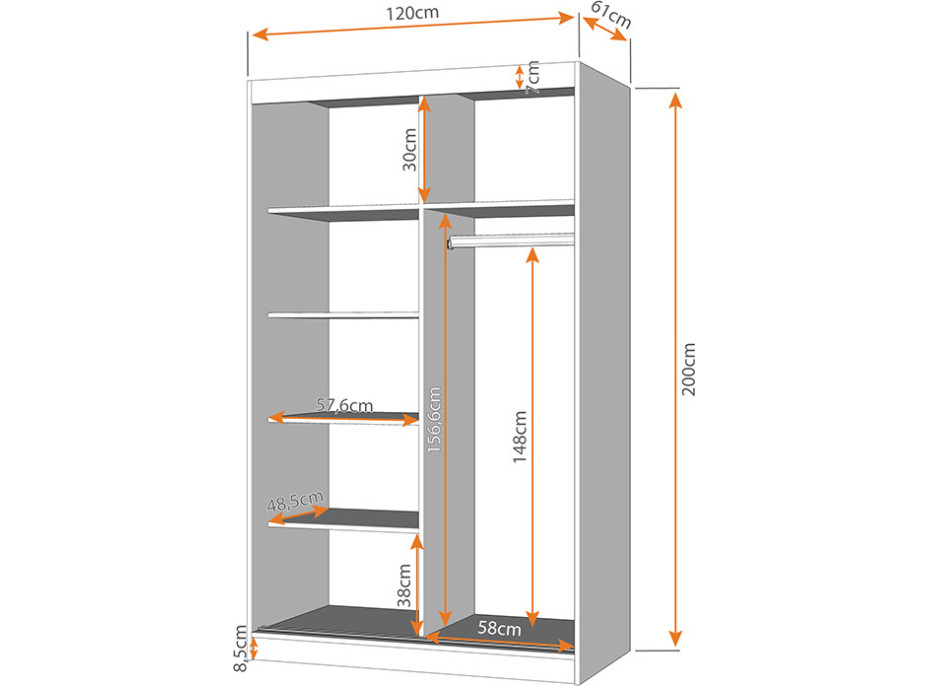 Šatníková skriňa NORA 6 (viac variant)