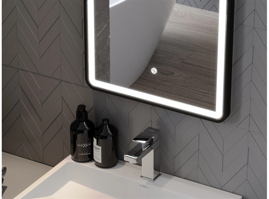 Obdĺžnikové zrkadlo MEXEN CORO 45x120 cm - s LED podsvietením a vyhrievaním, 9817-045-120-611-70