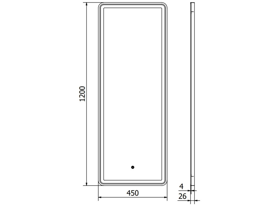 Obdĺžnikové zrkadlo MEXEN CORO 45x120 cm - s LED podsvietením a vyhrievaním, 9817-045-120-611-70