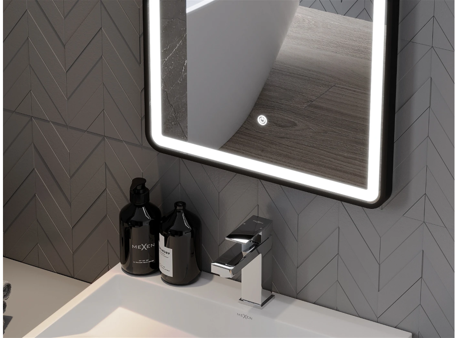 Obdĺžnikové zrkadlo MEXEN CORO 50x150 cm - s LED podsvietením a vyhrievaním, 9817-050-150-611-70