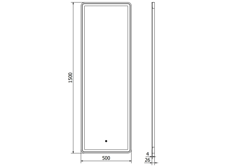 Obdĺžnikové zrkadlo MEXEN CORO 50x150 cm - s LED podsvietením a vyhrievaním, 9817-050-150-611-70