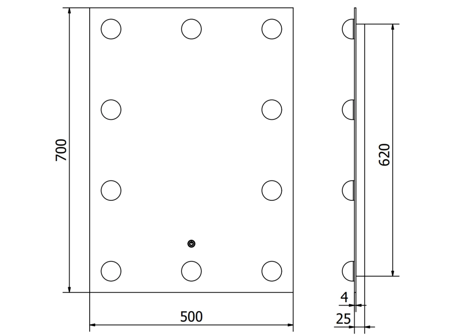 Obdĺžnikové zrkadlo MEXEN DONA 50x70 cm - s LED podsvietením a vyhrievaním, 9818-050-070-611-00