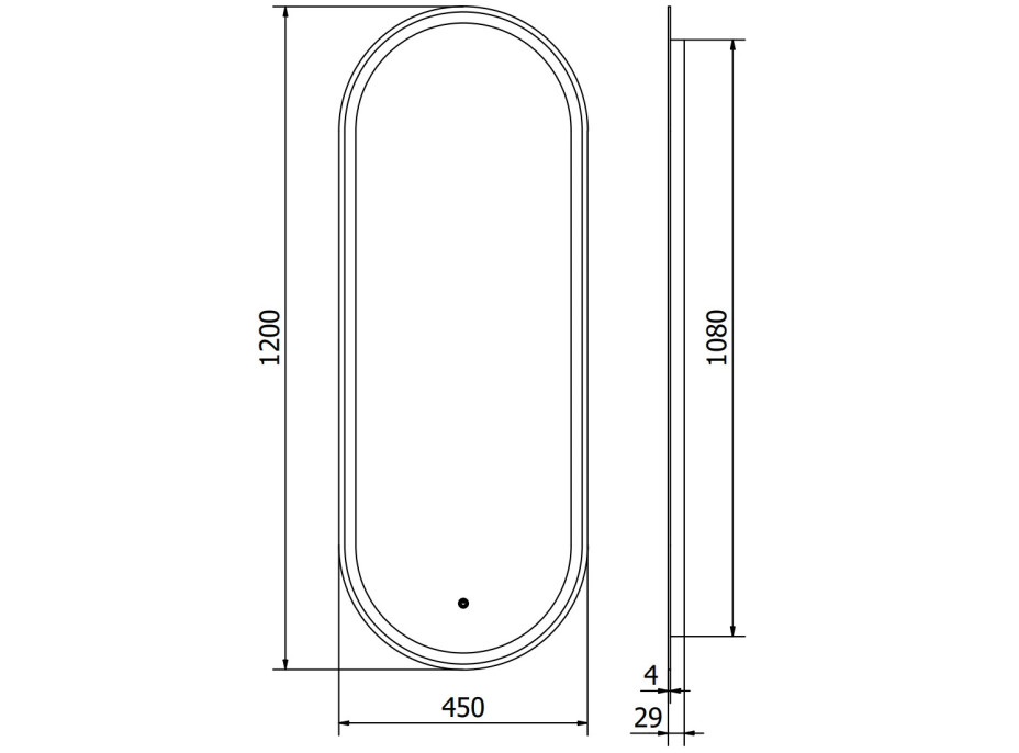 Oválne zrkadlo MEXEN BONO 45x120 cm - s LED podsvietením a vyhrievaním, 9816-045-120-611-00