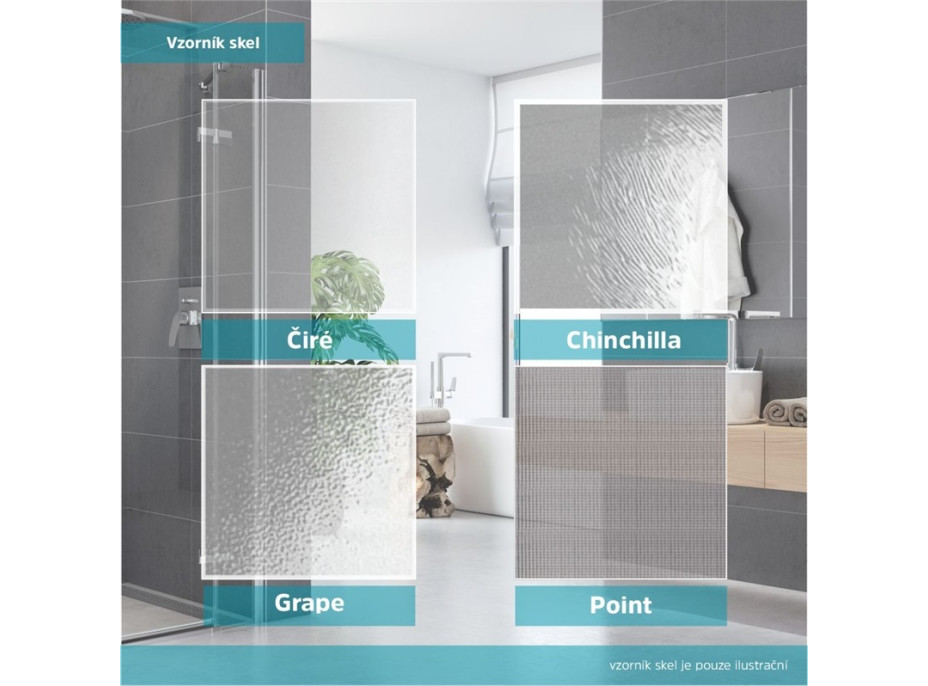 Sprchové dveře LIMA - trojdílné, posuvné - chrom/sklo Point