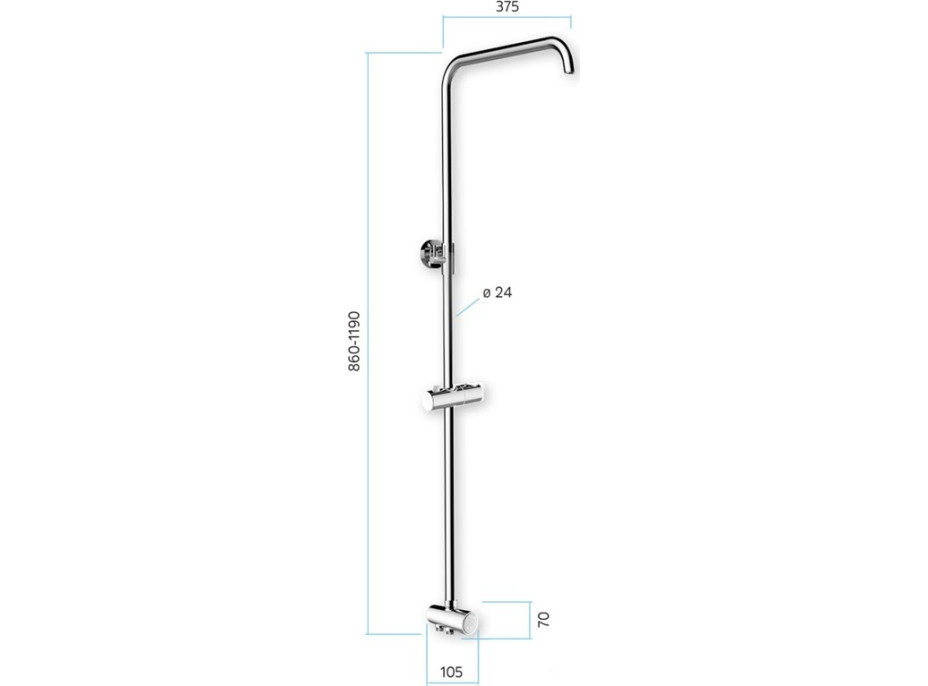 Sprchová súprava - hranatá hlavica 25,5x19 cm - biela/chrómová