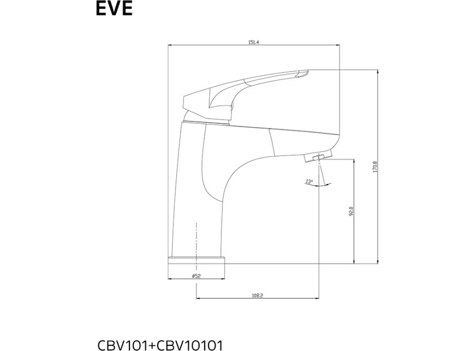 Umývadlová batéria EVE s výpustou - chrómová