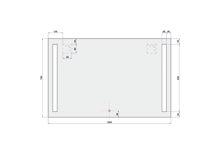 Zrkadlo 120x70 cm s LED osvetlením