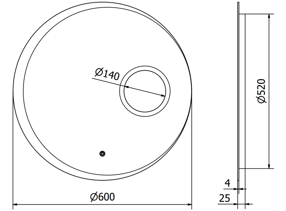 Okrúhle zrkadlo MEXEN ELLA 60 cm - s LED podsvietením, zväčšovacou lupou a vyhrievaním, 9811-060-060-611-00
