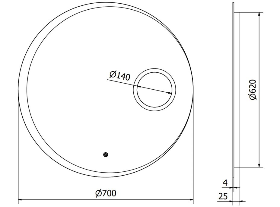 Okrúhle zrkadlo MEXEN ELLA 70 cm - s LED podsvietením, zväčšovacou lupou a vyhrievaním, 9811-070-070-611-00