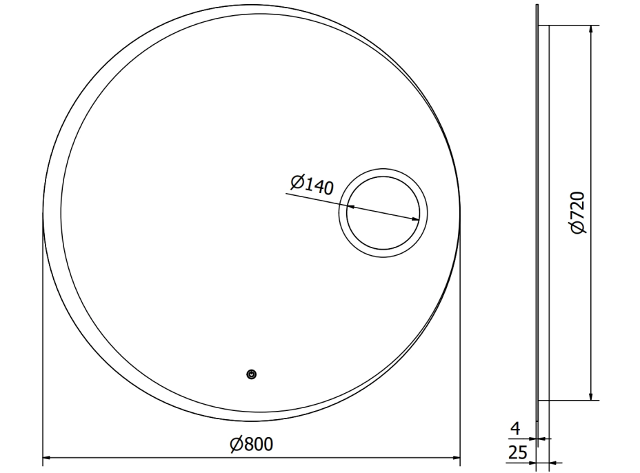 Okrúhle zrkadlo MEXEN ELLA 80 cm - s LED podsvietením, zväčšovacou lupou a vyhrievaním, 9811-080-080-611-00