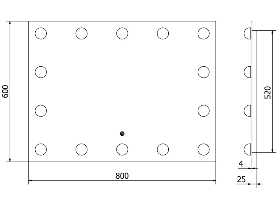 Obdĺžnikové zrkadlo MEXEN DONA 80x60 cm - s LED podsvietením a vyhrievaním, 9818-080-060-611-00