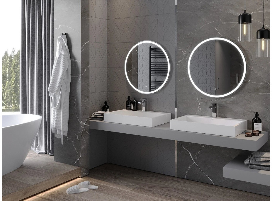 Okrúhle zrkadlo MEXEN GOBI 70 cm - s LED podsvietením a vyhrievaním, 9801-070-070-611-00