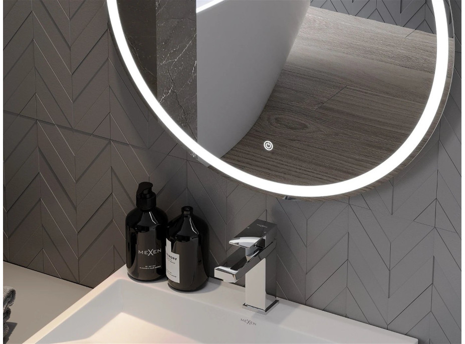 Okrúhle zrkadlo MEXEN GOBI 70 cm - s LED podsvietením a vyhrievaním, 9801-070-070-611-00