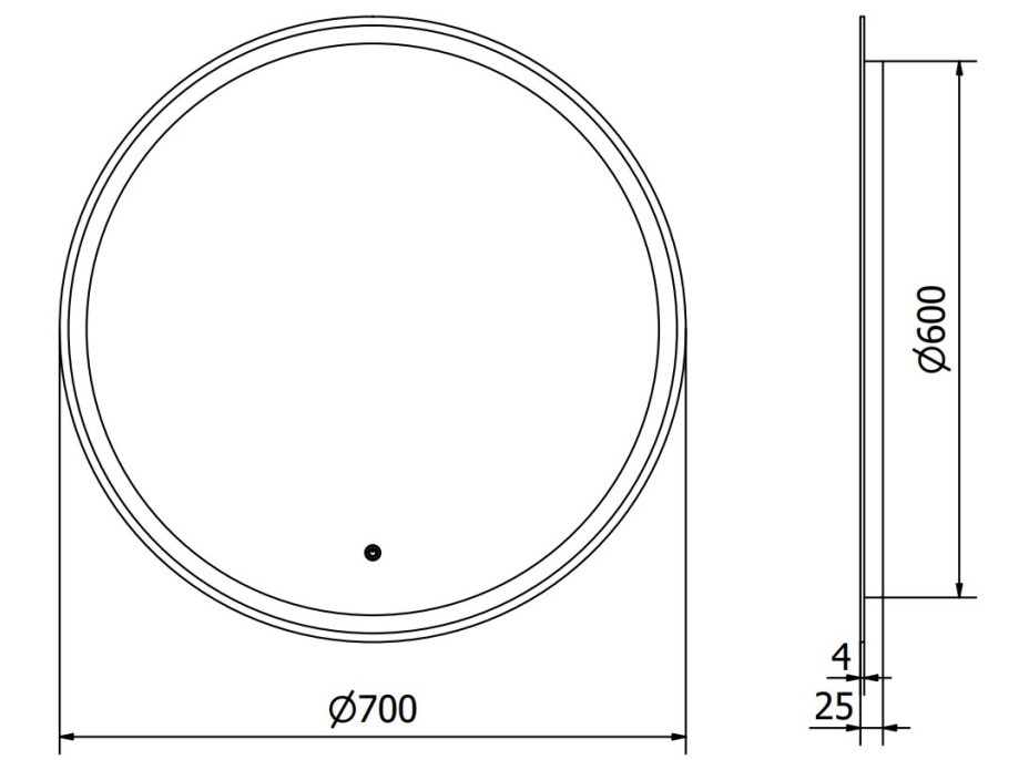 Okrúhle zrkadlo MEXEN GOBI 70 cm - s LED podsvietením a vyhrievaním, 9801-070-070-611-00