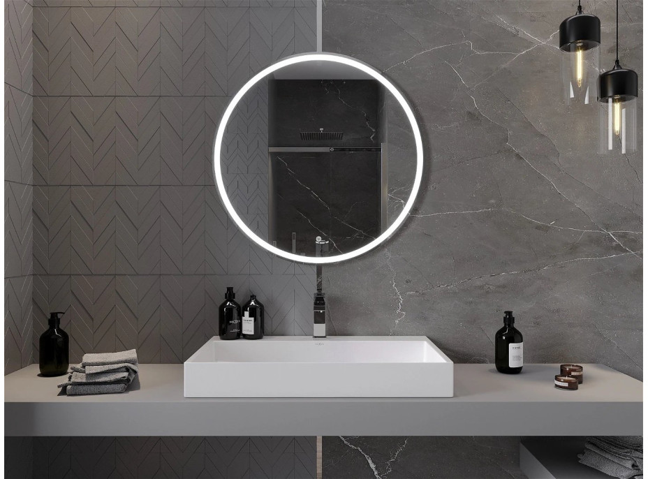 Okrúhle zrkadlo MEXEN GOBI 80 cm - s LED podsvietením a vyhrievaním, 9801-080-080-611-00