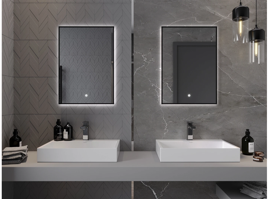 Obdĺžnikové zrkadlo MEXEN ERMA 50x70 cm - s LED podsvietením a vyhrievaním, 9814-050-070-611-70