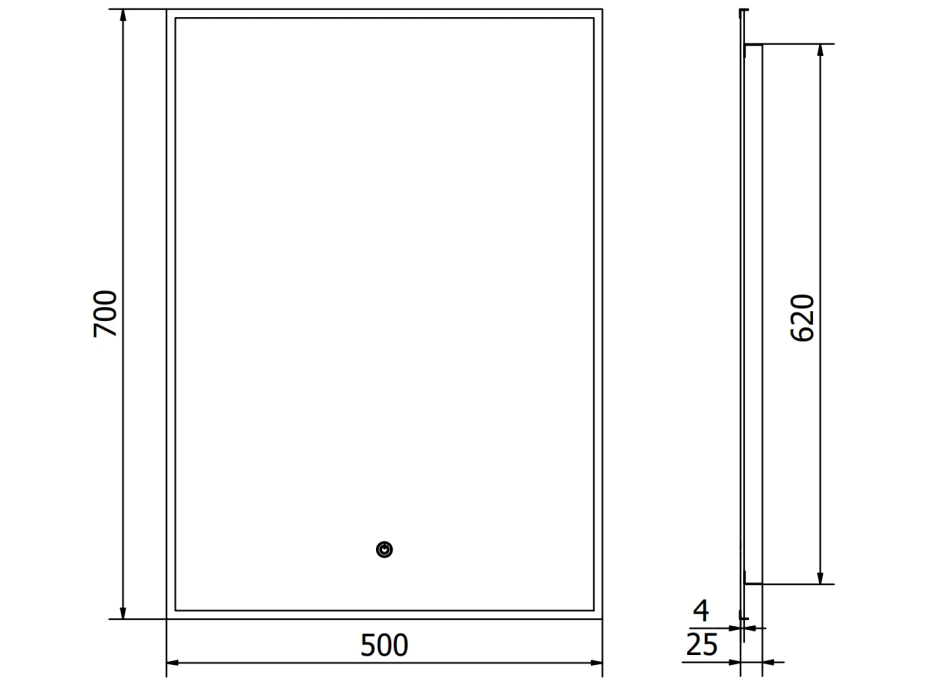 Obdĺžnikové zrkadlo MEXEN ERMA 50x70 cm - s LED podsvietením a vyhrievaním, 9814-050-070-611-70