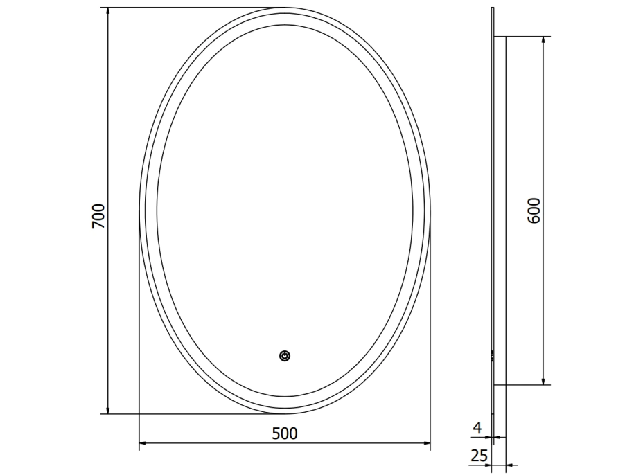 Oválne zrkadlo MEXEN ELZ 50x70 cm - s LED podsvietením a vyhrievaním, 9802-050-070-611-00