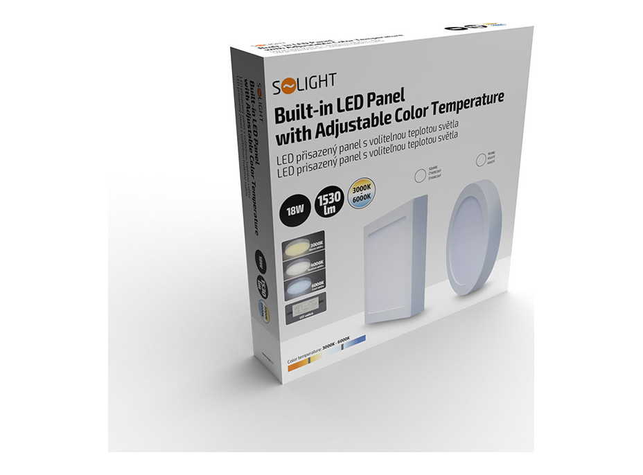 LED mini panel CCT, prisadený, 18W, 1530lm, 3000K, 4000K, 6000K, okrúhly