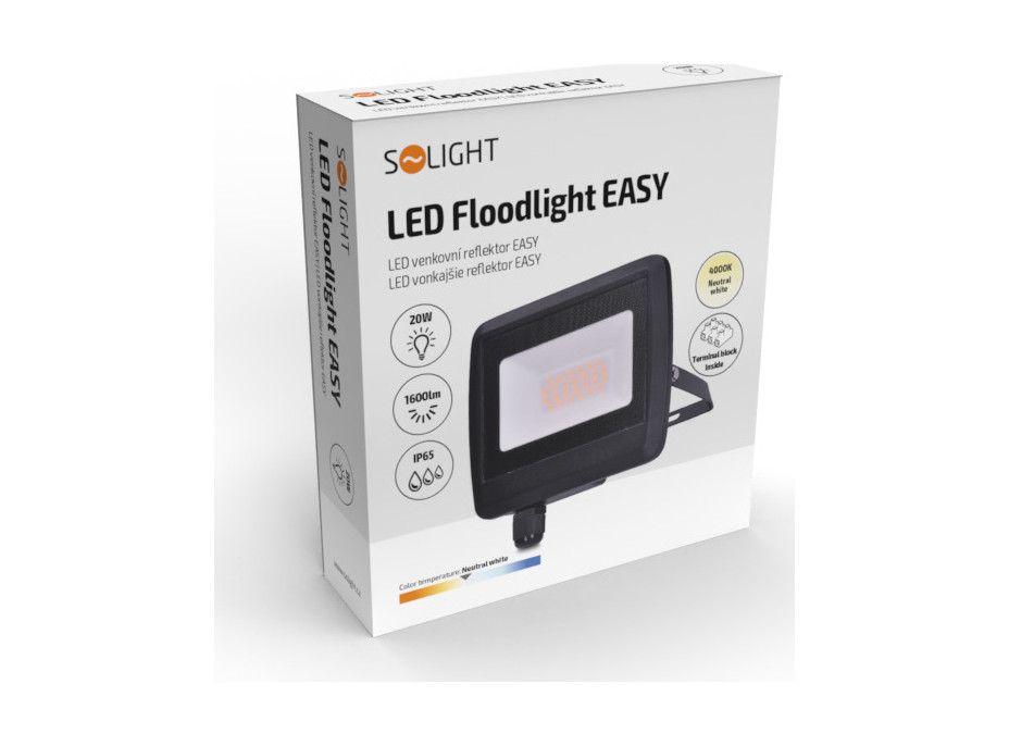 LED reflektor Easy, 20W, 1600lm, 4000K, IP65, čierny