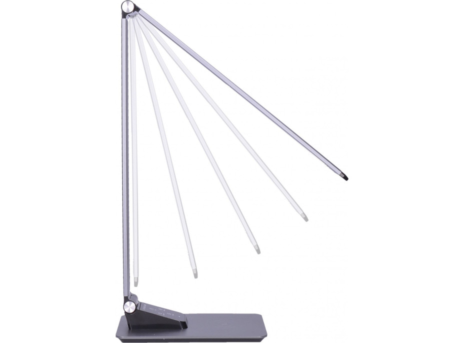 LED stolná lampička stmievateľná, 10W, indukčné nabíjanie, hliník, šedá
