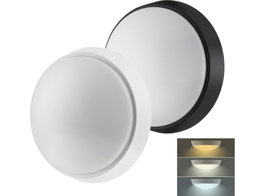 LED vonkajšie osvetlenie s nastaviteľnou CCT, 12W, 900lm, 22cm, 2v1 - biely a čierny kryt