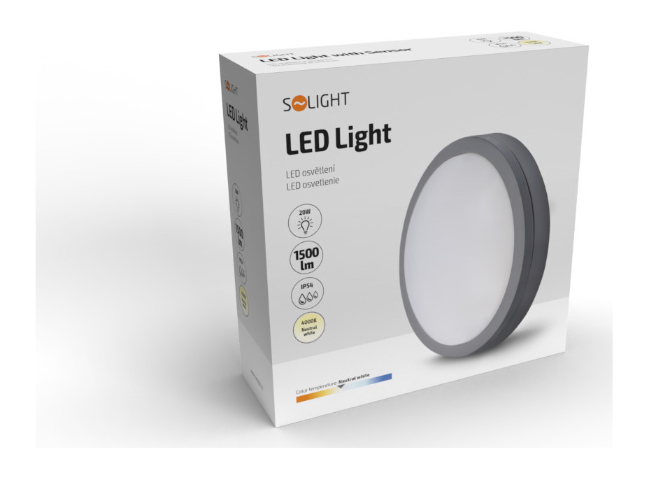 LED vonkajšie osvetlenie Siena, šedé, 20W, 1500lm, 4000K, IP54, 23cm