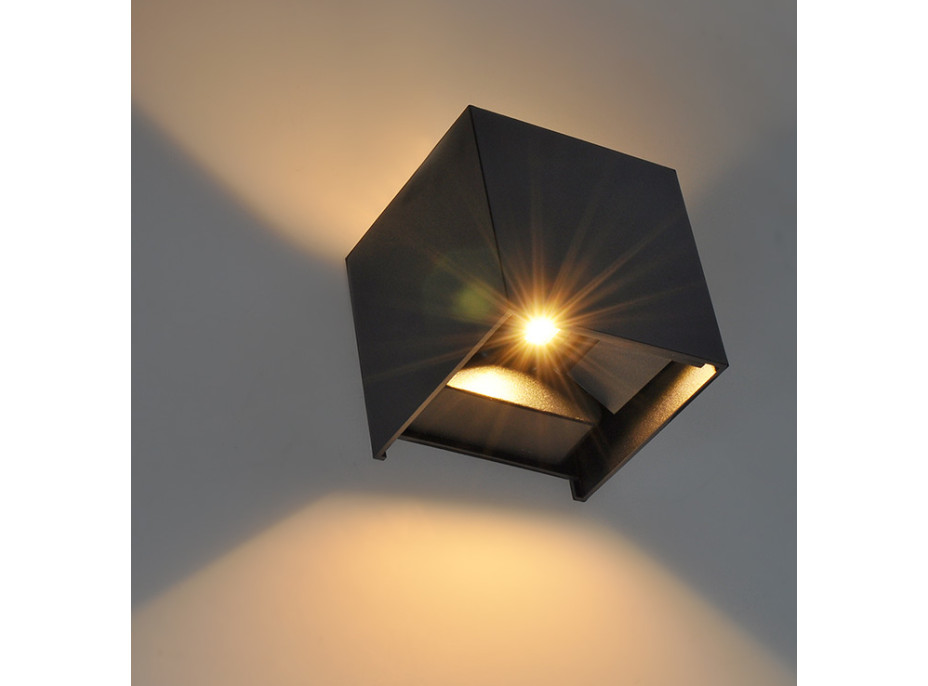 LED vonkajšie nástenné osvetlenie Parma, 6W, 360lm, 10-110 °, čierna