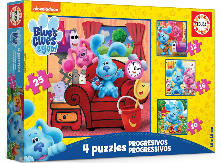 EDUCA Puzzle Blue&#39;s Clues 4v1 (12,16,20,25 dielikov)