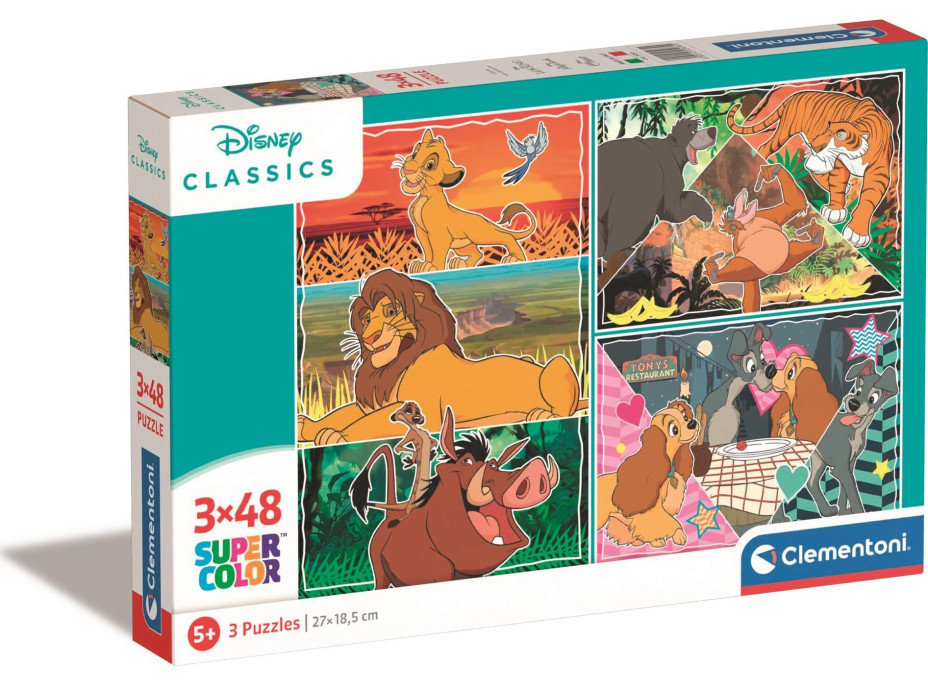 CLEMENTONI Puzzle Disney: Zvieratká 3x48 dielikov