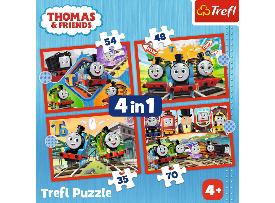 TREFL Puzzle Mašinka Tomáš 4v1 (35,48,54,70 dielikov)