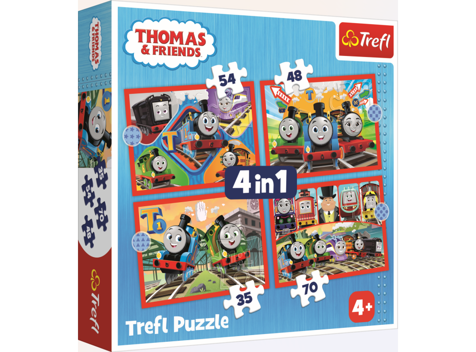 TREFL Puzzle Mašinka Tomáš 4v1 (35,48,54,70 dielikov)